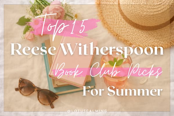 A stack of books with a pink lemonade, sunglasses, a straw hat, and fresh flowers.