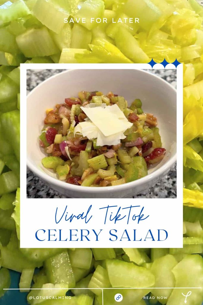 A white bowl with Celery Salad